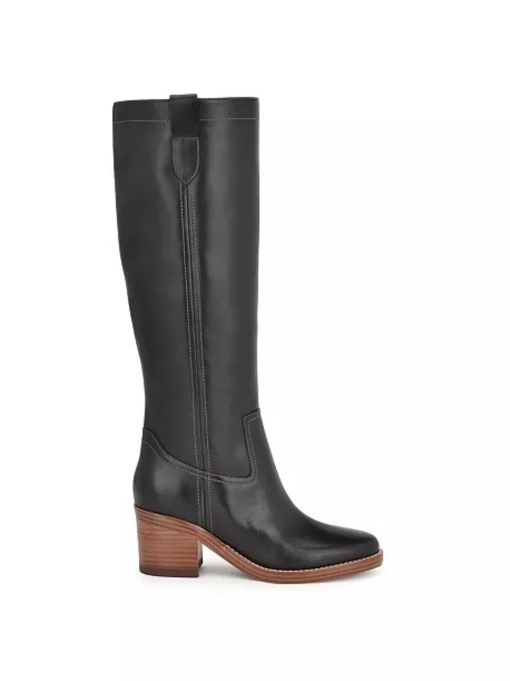 Tall Black Leather Block-Heel Women’s Boot
